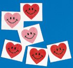 Smiley Glitter Heart Tattoos - 12 pack