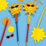 Smiley face sun pencil topper craft - 12 pack