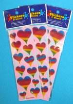 Iridescent Rainbow Hearts Stickers - 1 sheet