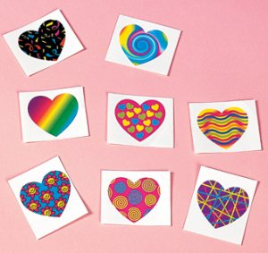 Funky Heart Tattoos - 8 pack