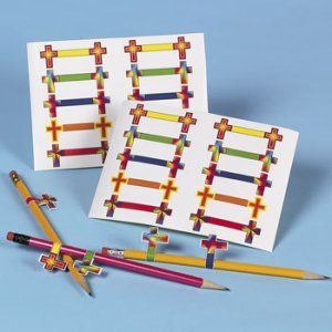 Christian Wrapper Cross Stickers - 1 Pack of 10