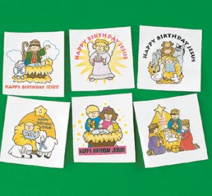 Happy Birthday Jesus Tattoos - 12 pack
