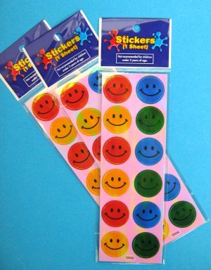 Iridescent Smiley Face Stickers - 1 sheet