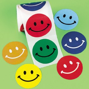 Colourful Smiley Face Stickers:  50 Stickers