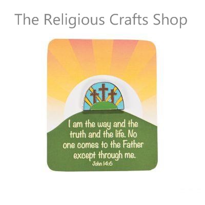 Easter Three Crosses Brooch with an illustrated Easter Card:  1 unit