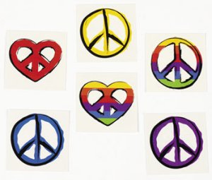 Peace and Love Tattoos:  pack of 12