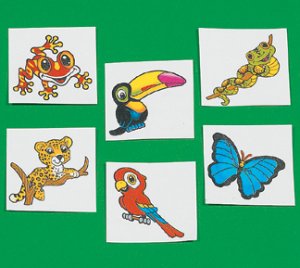 Children's Rainforest Tattoos:  12 pack