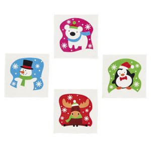 Glitter Christmas Character Tattoos:  Pack of 12