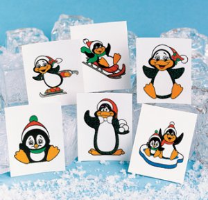 Penguin Christmas Tattoos:  pack of 12