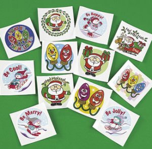 Christmas Fun Tattoos:  Pack of 12