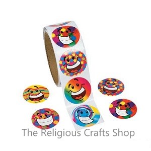 Funky Smiley Face Stickers:  Pack of 50
