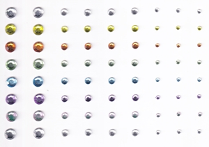Self adhesive colourful craft crystals